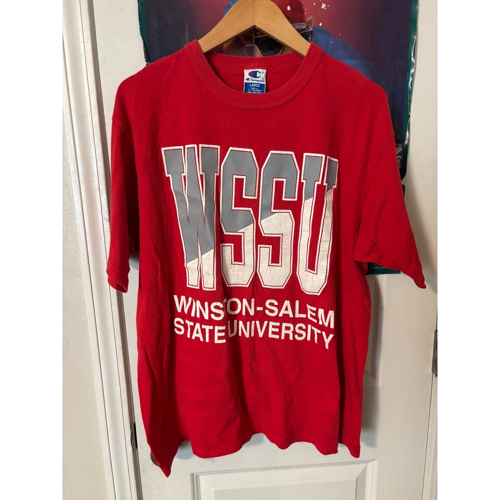 Vintage Champion WSSU Winston-Salem State University Red T-Shirt Large